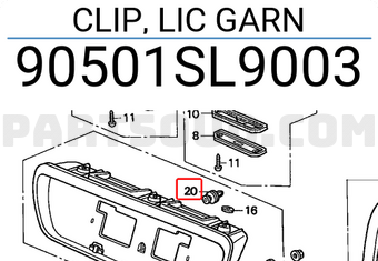 Honda 90501SL9003 CLIP, LIC GARN