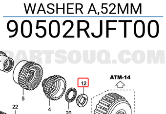 Honda 90502RJFT00 WASHER A,52MM
