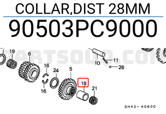 Honda 90503PC9000 COLLAR,DIST 28MM