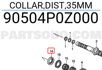 Honda 90504P0Z000 COLLAR,DIST,35MM