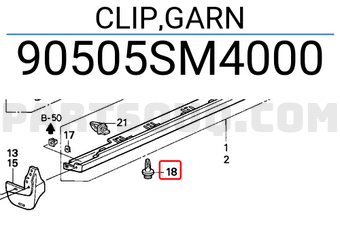 Honda 90505SM4000 CLIP,GARN