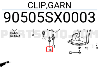Honda 90505SX0003 CLIP,GARN