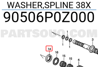 Honda 90506P0Z000 WASHER,SPLINE 38X
