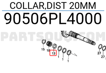 Honda 90506PL4000 COLLAR,DIST 20MM