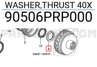Honda 90506PRP000 WASHER,THRUST 40X