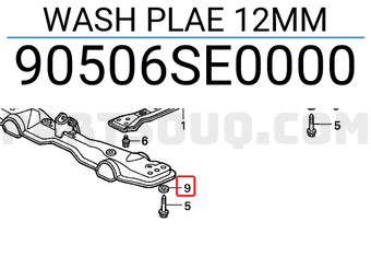 Honda 90506SE0000 WASH PLAE 12MM