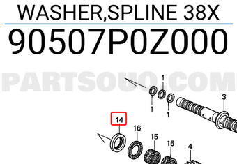 Honda 90507P0Z000 WASHER,SPLINE 38X