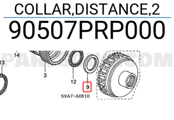 Honda 90507PRP000 COLLAR,DISTANCE,2