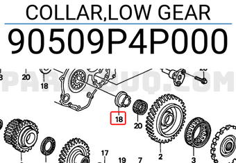 Honda 90509P4P000 COLLAR,LOW GEAR
