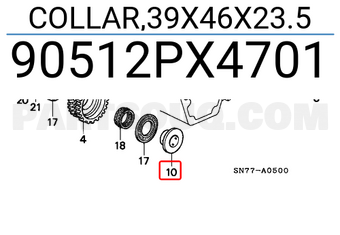 Honda 90512PX4701 COLLAR,39X46X23.5