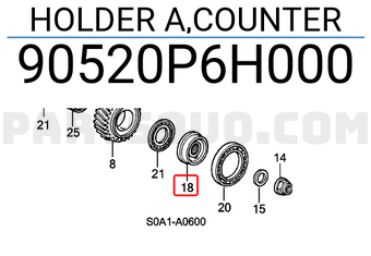 Honda 90520P6H000 HOLDER A,COUNTER