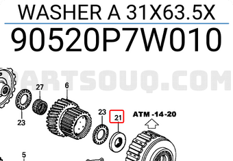 Honda 90520P7W010 WASHER A 31X63.5X