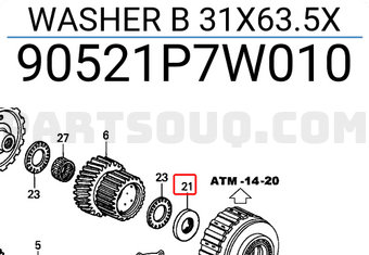 Honda 90521P7W010 WASHER B 31X63.5X