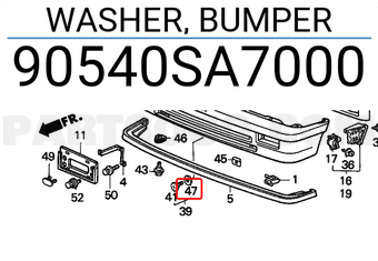 Honda 90540SA7000 WASHER, BUMPER