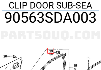 Honda 90563SDA003 CLIP DOOR SUB-SEA