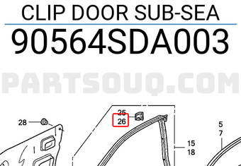 Honda 90564SDA003 CLIP DOOR SUB-SEA