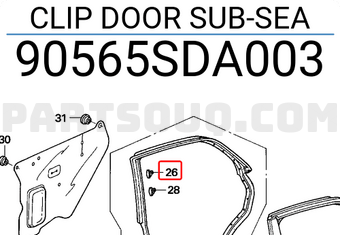 Honda 90565SDA003 CLIP DOOR SUB-SEA