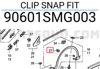 Honda 90601SMG003 CLIP SNAP FIT