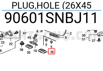 Honda 90601SNBJ11 PLUG,HOLE (26X45