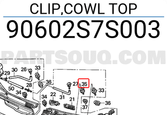 Honda 90602S7S003 CLIP,COWL TOP