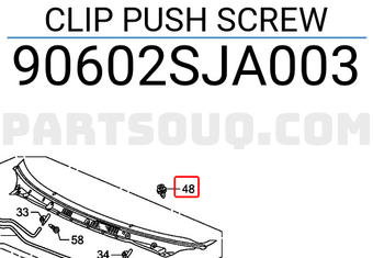 Honda 90602SJA003 CLIP PUSH SCREW
