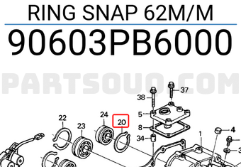 Honda 90603PB6000 RING SNAP 62M/M