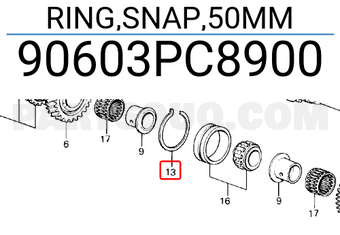Honda 90603PC8900 RING,SNAP,50MM