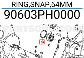 Honda 90603PH0000 RING,SNAP,64MM