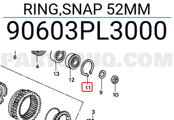Honda 90603PL3000 RING,SNAP 52MM
