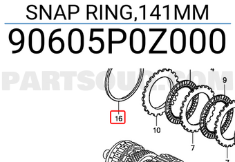 Honda 90605P0Z000 SNAP RING,141MM