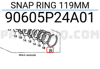 Honda 90605P24A01 SNAP RING 119MM