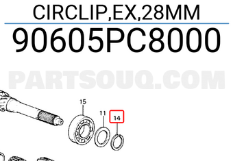 Honda 90605PC8000 CIRCLIP,EX,28MM