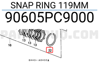 Honda 90605PC9000 SNAP RING 119MM