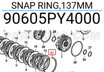 Honda 90605PY4000 SNAP RING,137MM