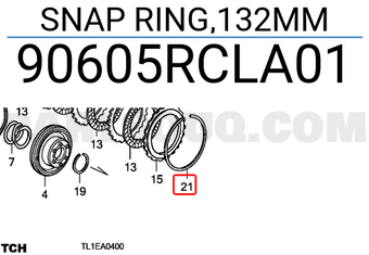 Honda 90605RCLA01 SNAP RING,132MM