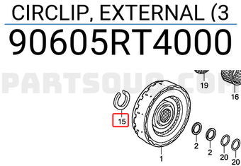 Honda 90605RT4000 CIRCLIP, EXTERNAL (3