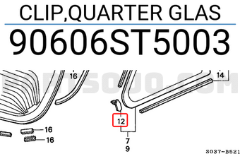 Honda 90606ST5003 CLIP,QUARTER GLAS