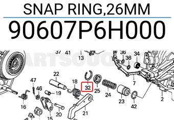 Honda 90607P6H000 SNAP RING,26MM