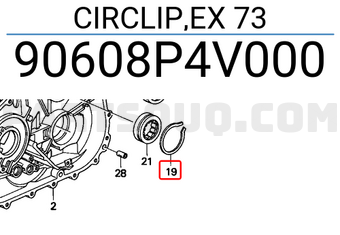 Honda 90608P4V000 CIRCLIP,EX 73