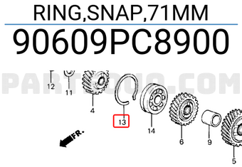 Honda 90609PC8900 RING,SNAP,71MM