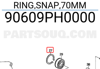 Honda 90609PH0000 RING,SNAP,70MM