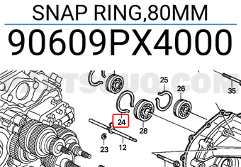 Honda 90609PX4000 SNAP RING,80MM