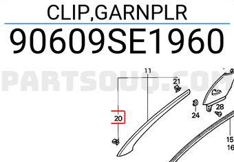 Honda 90609SE1960 CLIP,GARNPLR