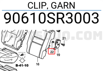 Honda 90610SR3003 CLIP, GARN