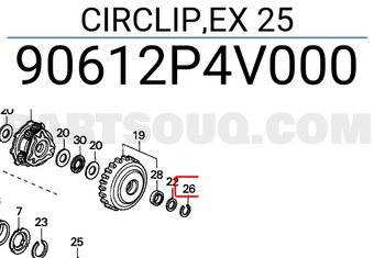 Honda 90612P4V000 CIRCLIP,EX 25