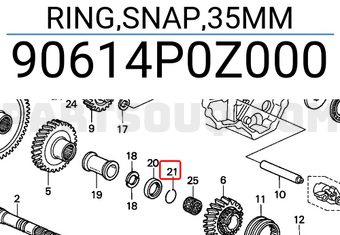 Honda 90614P0Z000 RING,SNAP,35MM