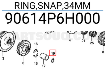 Honda 90614P6H000 RING,SNAP,34MM
