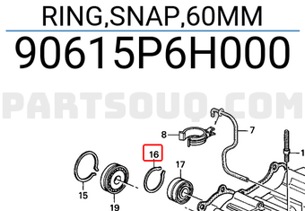Honda 90615P6H000 RING,SNAP,60MM