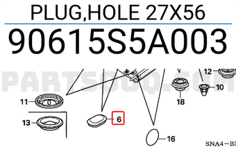 Honda 90615S5A003 PLUG,HOLE 27X56
