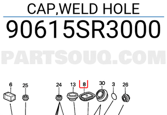 Honda 90615SR3000 CAP,WELD HOLE